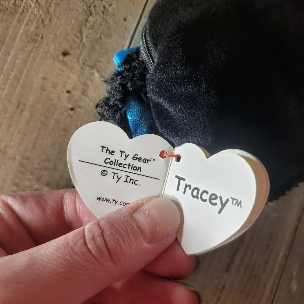 NWT The Ty Gear Collection Tracey Dog Wristlet with Tags Black White Blue